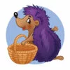 пример раскраски ежик с корзинкой
