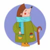 пример раскраски еж в пальто
