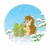 пример раскраски ежик в новогоднем лесу