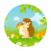 пример раскраски ежик в лесу с грибами