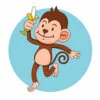 пример раскраски обезьянка и банан