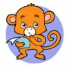 пример раскраски обезьянка с листком