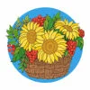 пример раскраски корзинка с подсолнухами и рябиной