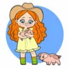 пример раскраски девочка и поросята