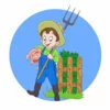 пример раскраски фермер с поросенком