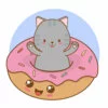 пример раскраски котик в пончике