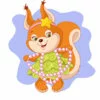 пример раскраски белка новогодняя