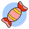 пример раскраски конфета в фантике