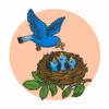 пример раскраски птичка кормит птенцов