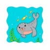 пример раскраски морской котик на дне