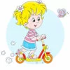 пример раскраски девочка на самокате и бабочка