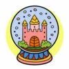 пример раскраски замок в шаре