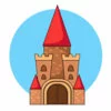 пример раскраски замок по линии