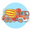 пример раскраски бетономешалка с водителем за рулем