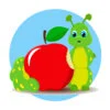 пример раскраски гусеница и яблочко