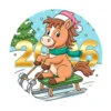пример раскраски лошадка на санках 2026