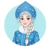 пример раскраски снегурочка с косой и в кокошнике