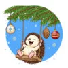 пример раскраски ежик на качелях