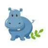 пример раскраски бегемотик с листочком