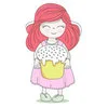 пример раскраски девочка с пасхальным куличом
