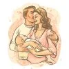 пример раскраски папа целует маму - семья