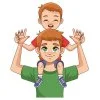 пример раскраски папа и сын - семья