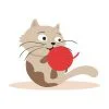пример раскраски кот играет с клубком
