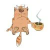 пример раскраски кот с кофе
