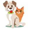 пример раскраски котик и песик