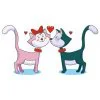 пример раскраски кошечка и котик влюблены