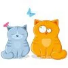 пример раскраски кошечка и кот