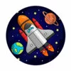 пример раскраски большая ракета и планеты