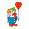 пример раскраски грустный слон клоун с шариком