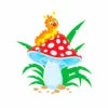 пример раскраски гусеница на грибе