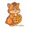 пример раскраски хомяк ест печеньку