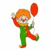 пример раскраски клоун с воздушным шаром