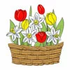 пример раскраски корзинка с весенними цветами