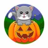 пример раскраски котик в тыкве