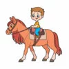 пример раскраски мальчик на лошади