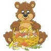 пример раскраски мишками и корзинка с грибами