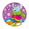 пример раскраски мышь на санках
