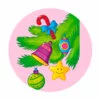 пример раскраски новогодние игрушки на елке с колокольчиком