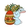 пример раскраски пасхальный кролик с мимозой