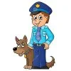 пример раскраски полицейский со служебной собакой