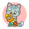 пример раскраски ракета у котика