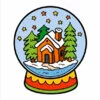 пример раскраски рождественский шар с елками