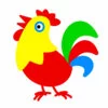 пример раскраски с цветным контуром петух