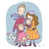 пример раскраски семья на осенней прогулке