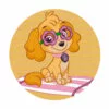 пример раскраски скай сидит на коврике