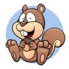 пример раскраски смешная белка с орехом